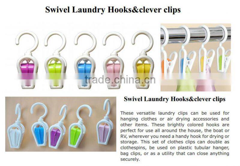 hanging super hold clips set of 10, Swivel Laundry Hooks&clever clips, clips 10pcs
