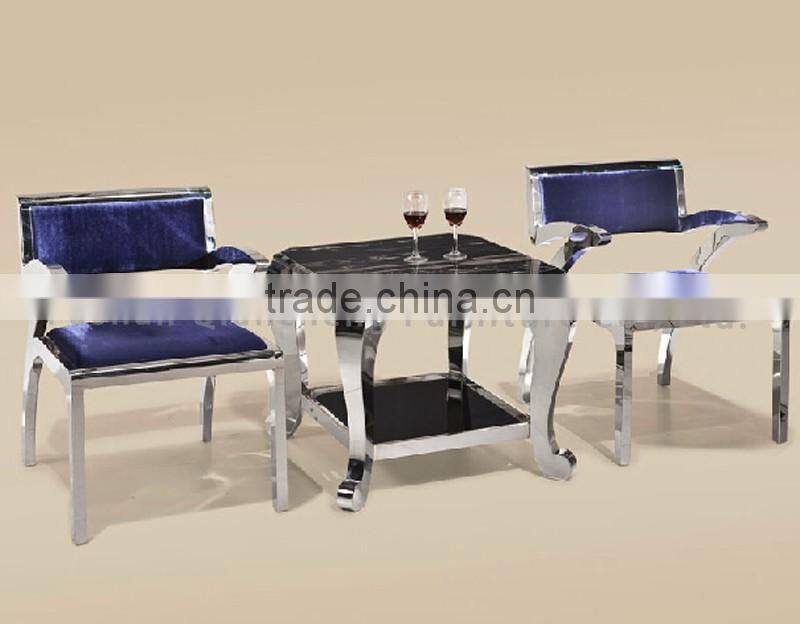 Living room side table with stainless steel legs