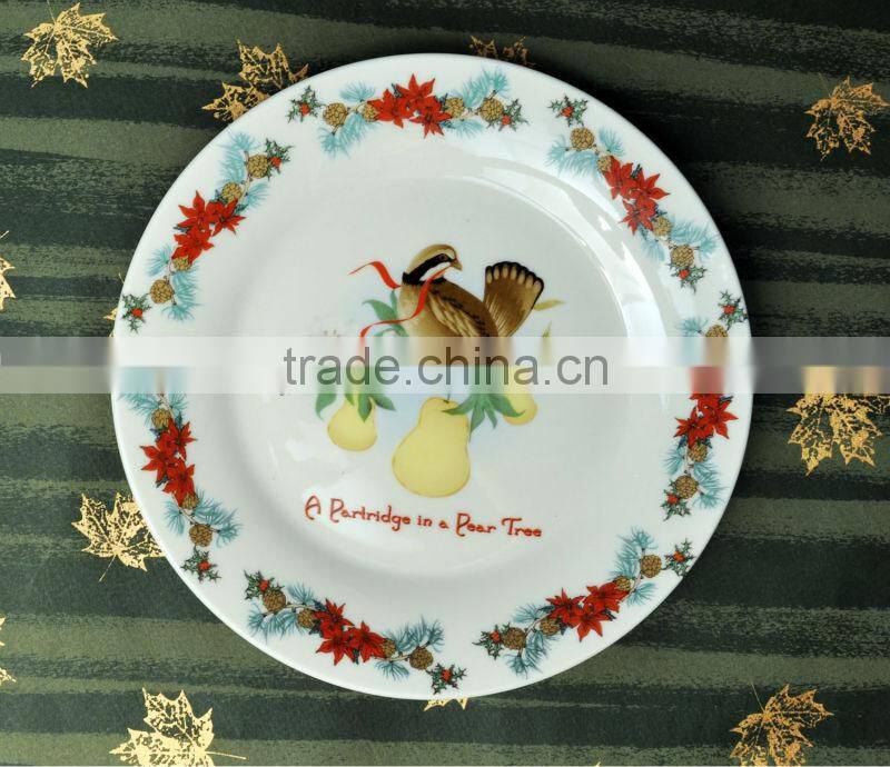 Pretty Tree Shape Snack Plate in Porcelain with Funny Decal