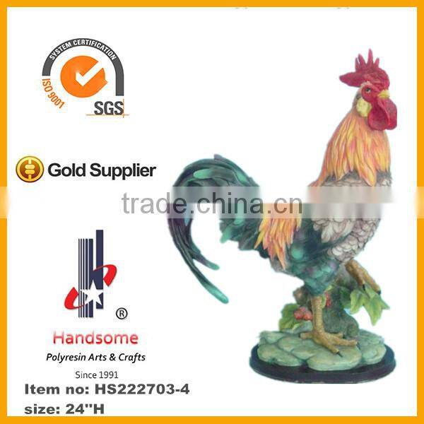 24 Inch Garden Decoration Resin Animal Sculpture Lifelike Standing Rooster