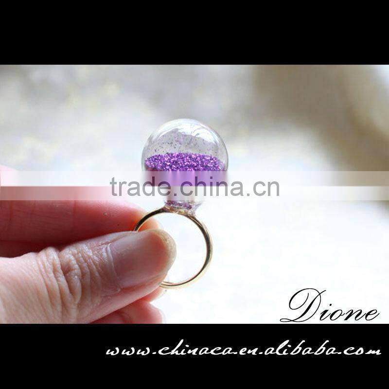 DIY Handmake Real Dried Flower Clear Glass Globe Ring