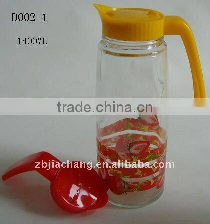 1400ml glass juice jug with plastic lid D002-1