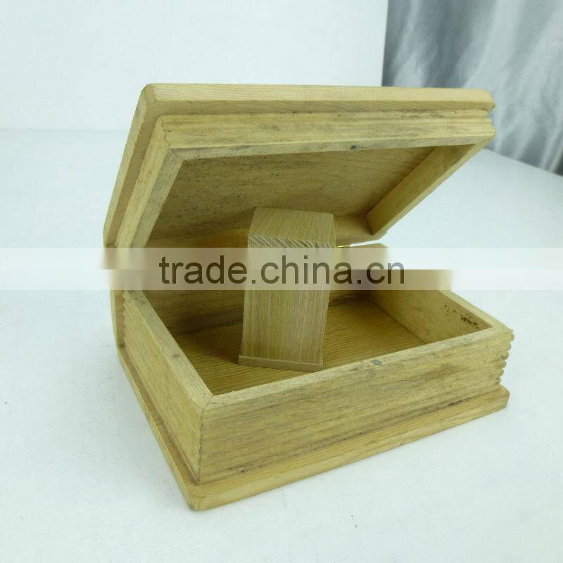2015 new design book shape do old wooden storage box,cigarette storage box