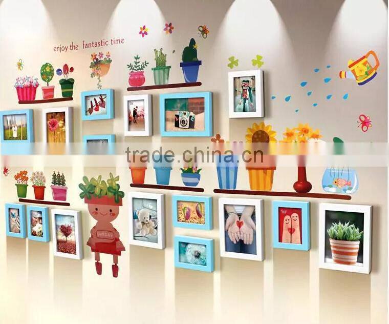 creative free combination hot sale wooden wall hanging photo frames