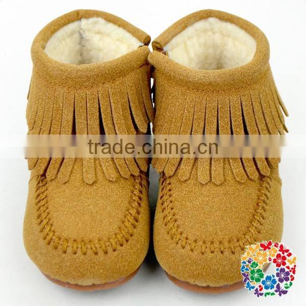 Children Boys And Girls Adding Cashmere Warm Snow Boots Tassel Shoes Kids