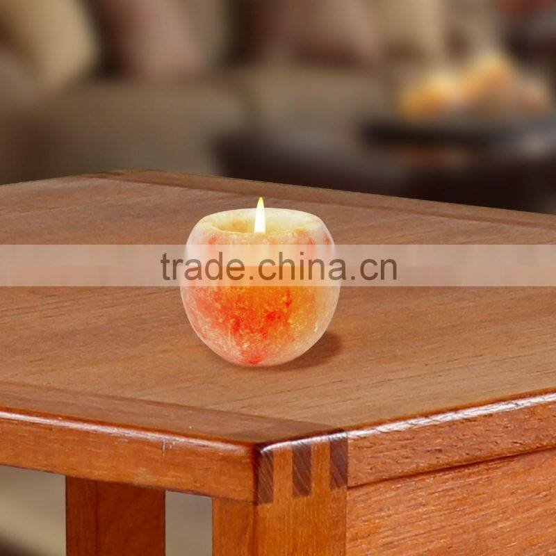 Handmade Candleholder Himalayan Round Crystal Rock Salt Votive Candle Holder
