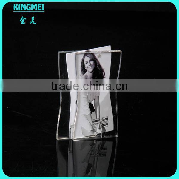 KM-VP50 factory custom absolutely clear acrylic beauty girl L-shaped photo frame & picture frame