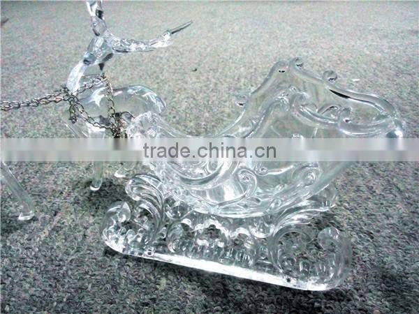 2016 hot sale three acrylic reindeer and sleigh Christmas decoration
