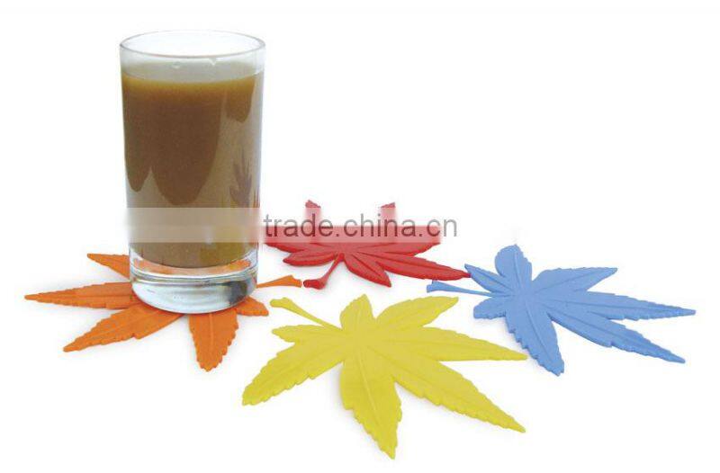 Leave shape silicone cup mat