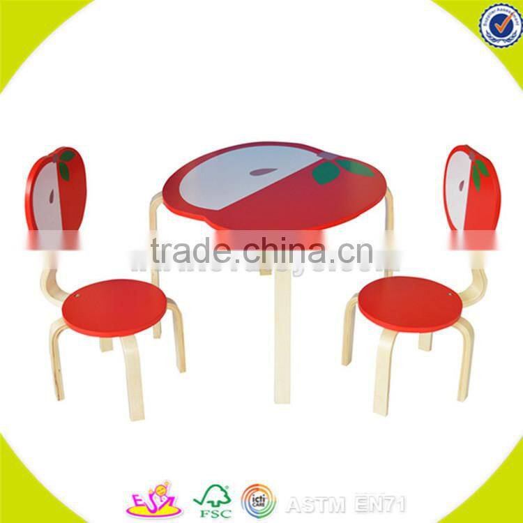 Wholesale beautiful fruit style wooden table and 2 chairs,cute kids wooden table and chairs,top sale table and chairs W08G142