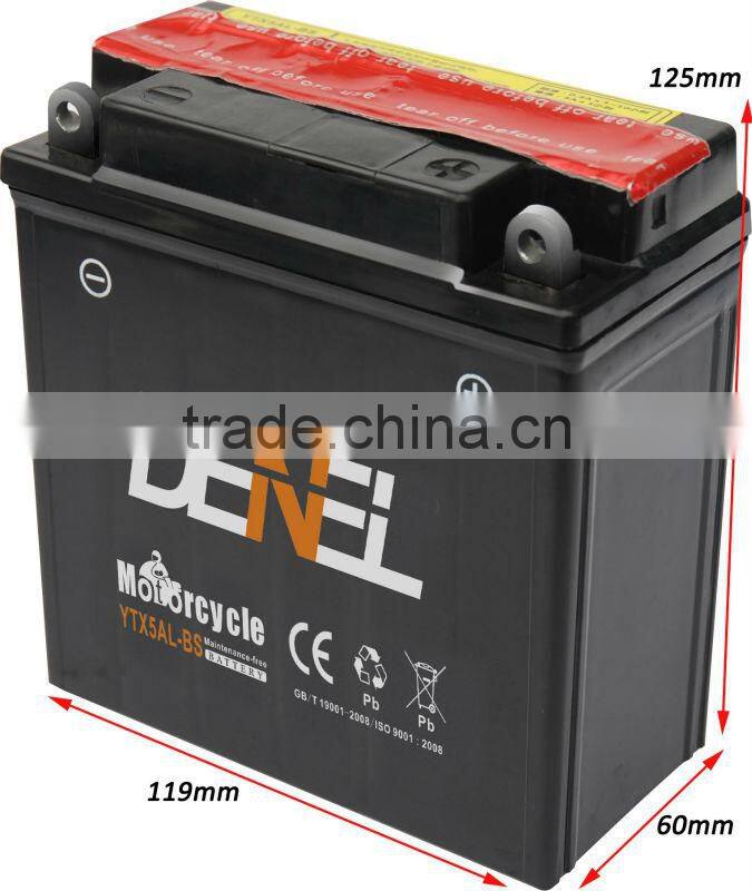 YTX5L-BS Motorcycle Maintenance free Storage Battery