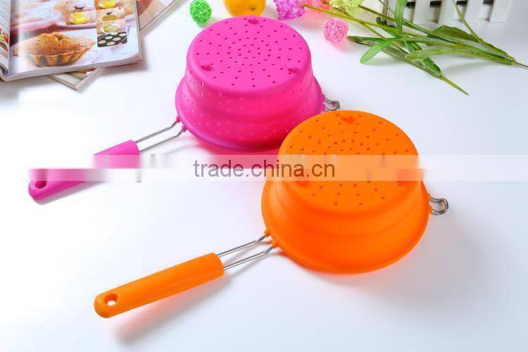 Kitchen tools strainers and colanders collapsible silicone colander