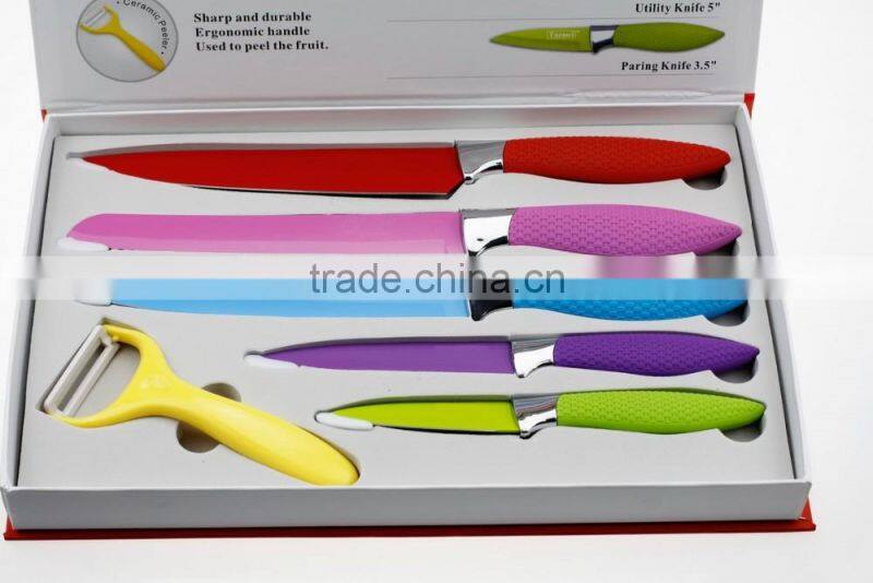 51005 5pcs non-stick knife with pp stand