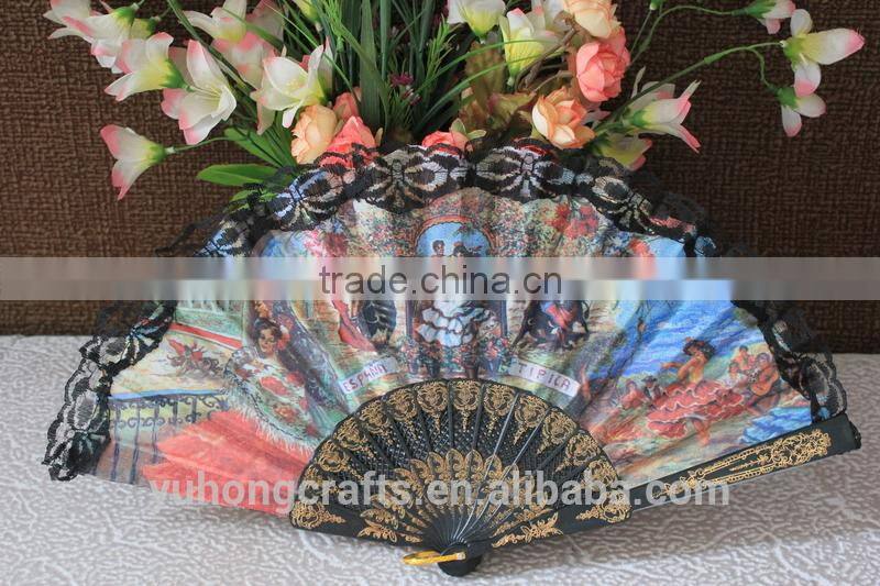 Spanish decoration fan with plastic ribs