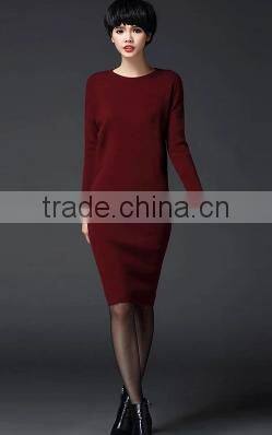 2016 Women Autumn Midi Long Sweater Knitted Wear Wrap Long Sleeve Slim Thin Pullover Skirts