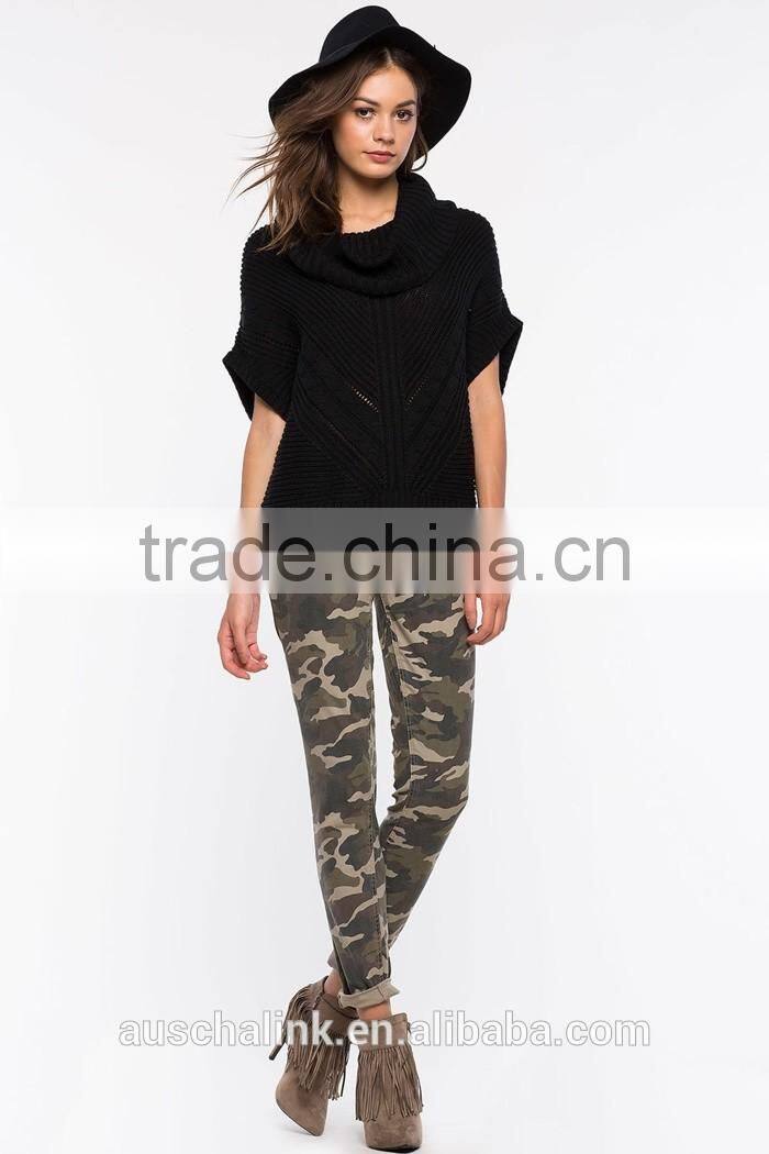 best selling black cable cowl neck women sweater wholesale