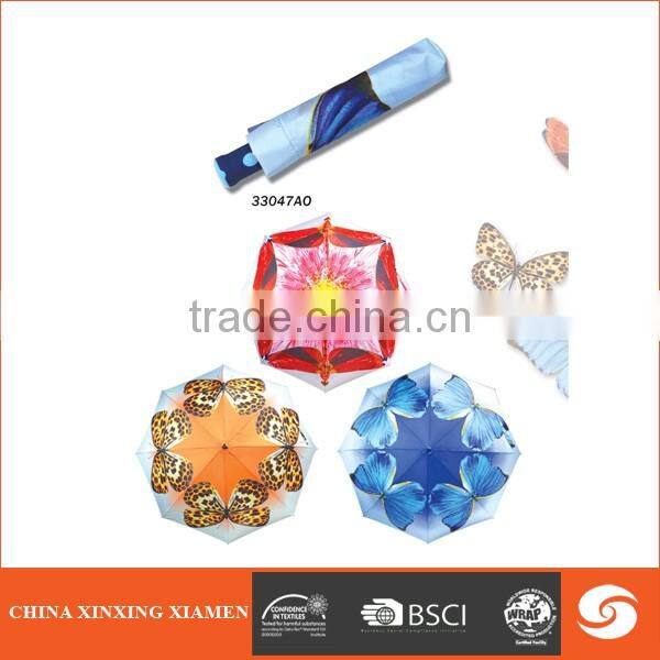 hgih Quality Fasion Girl 3 Folding Umbrella With Wooden Handle