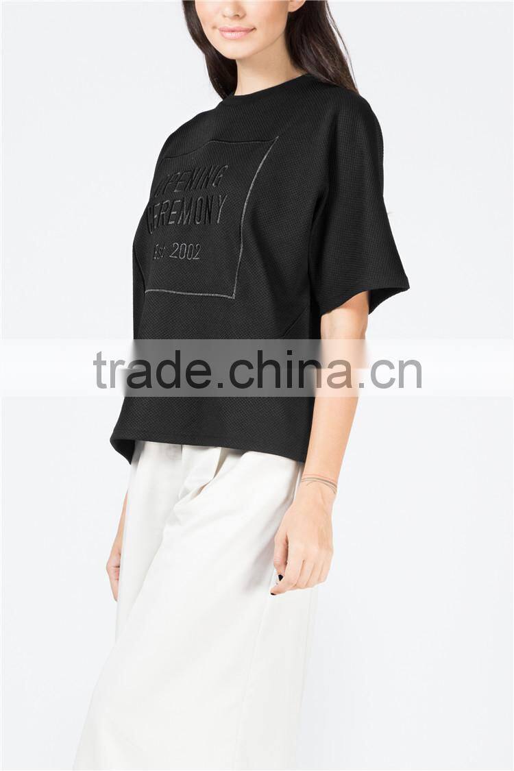 Black logo pique boxy t-shirt made in peru t shirts