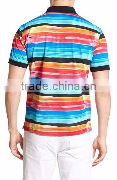 Mgoo Fashion Custom Made Design Colorful Men Stripe Polo Shirt With Short Sleeve Casual Outwear With American Sizes