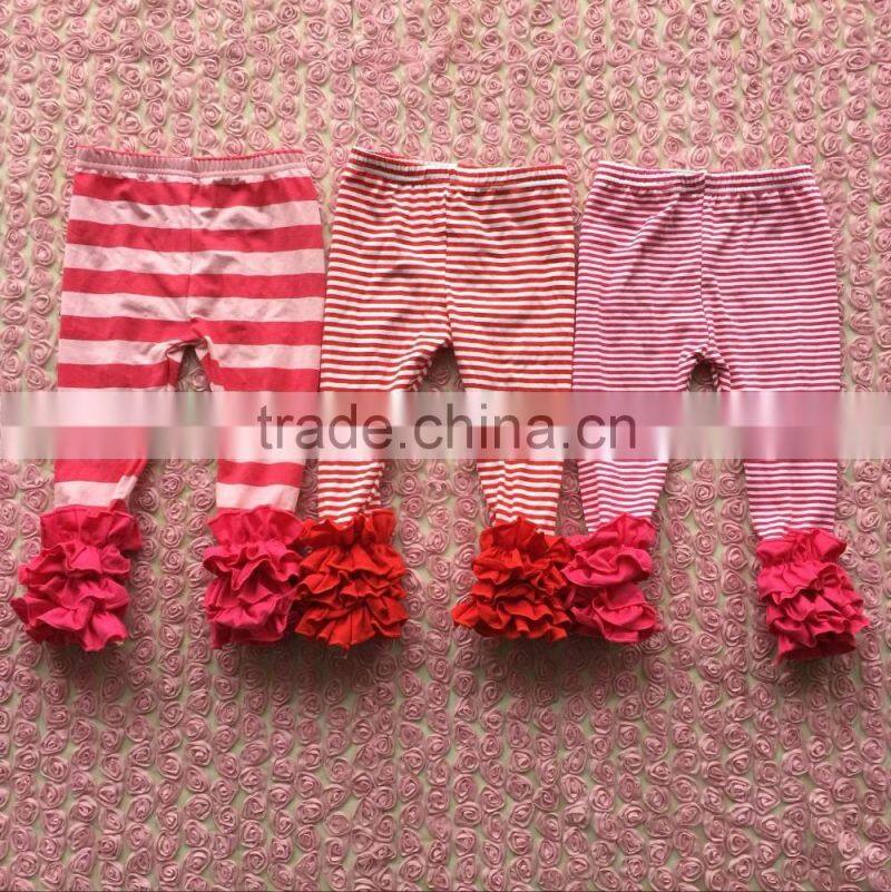 2016 hot sale baby stripe fuller ruffles icing pants baby icing leggings