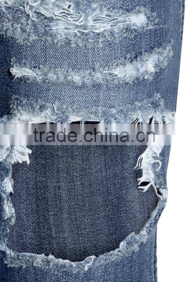 Ladies Top Design Denim Fabric Distressed Jeans Women Jeans Pent Pants for Woman