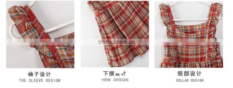 F10025A fashion checked sundress latest girls dress
