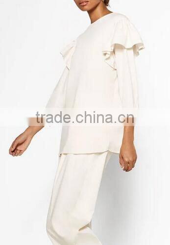 Runwaylover EY2340B 2017 Women Fashion Falbala Pure Color Blouse