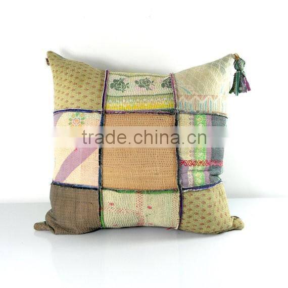 large kantha cushion, kantha quilt pillow, kantha cushion cover, ooak