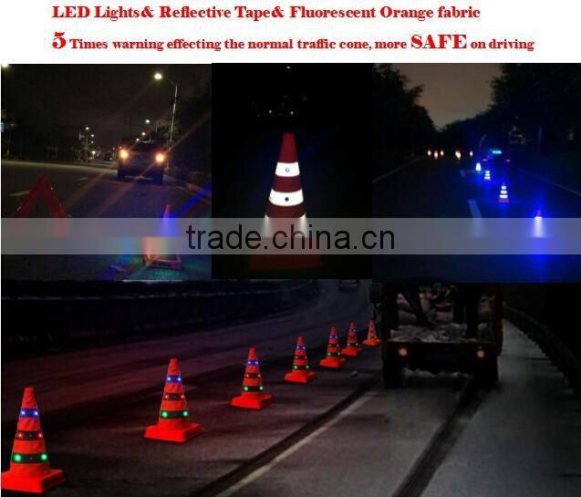 Shrinkable White Traffic Cones Safety Choice at dark night
