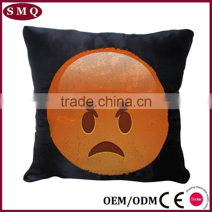 emoticon emoji sequin pillow cover case