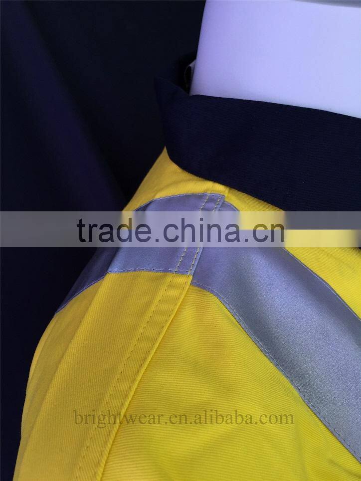 Hi Vis yellow 3M reflective tape safety shirt with contrast color