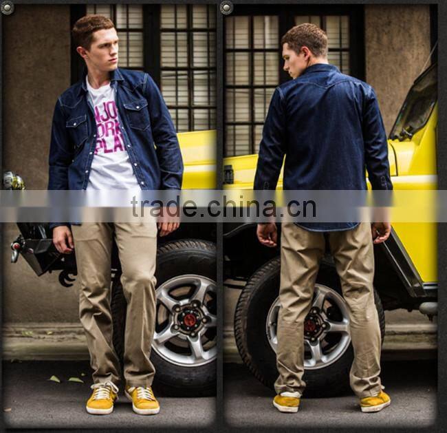 2016 Newest style men fit washed denim casual shirt