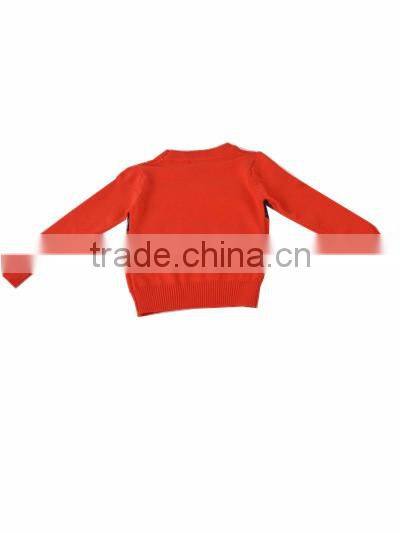 Girl's cotton ribbed jacquard pullover sweater