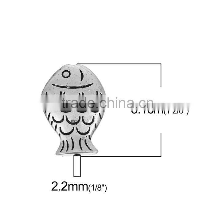 Zinc Based Alloy Spacer Beads Fish Animal Antique Silver