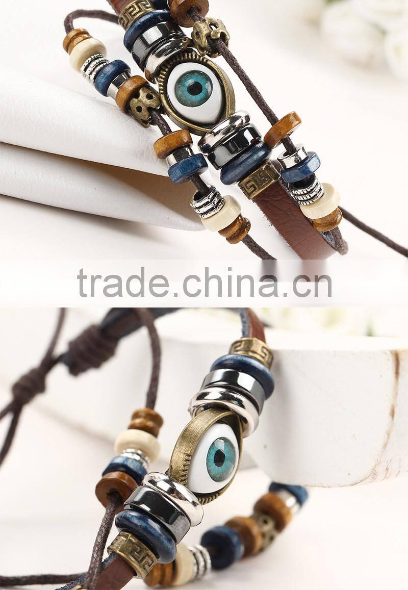 Stainless Steel Magnetic Clasps Pu Leather Bracelet