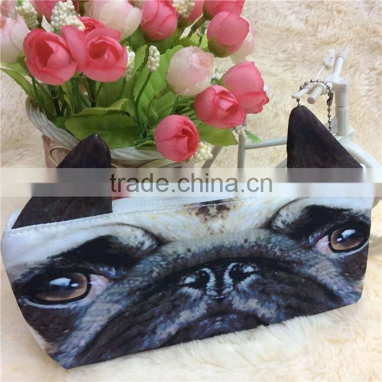 Hot sale custom 3D cool animal printed pencil bags for kids