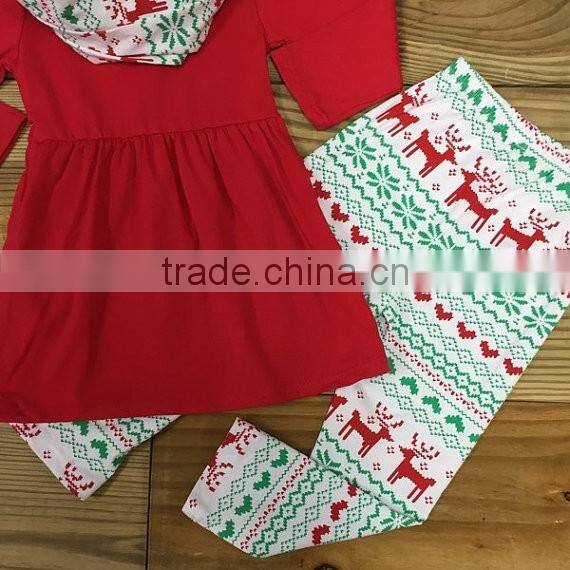 Christmas Reindeer Baby Girls Red Clothes Long Sleeve Cotton reindeer icing Pants Outfits boutique suit designs photo