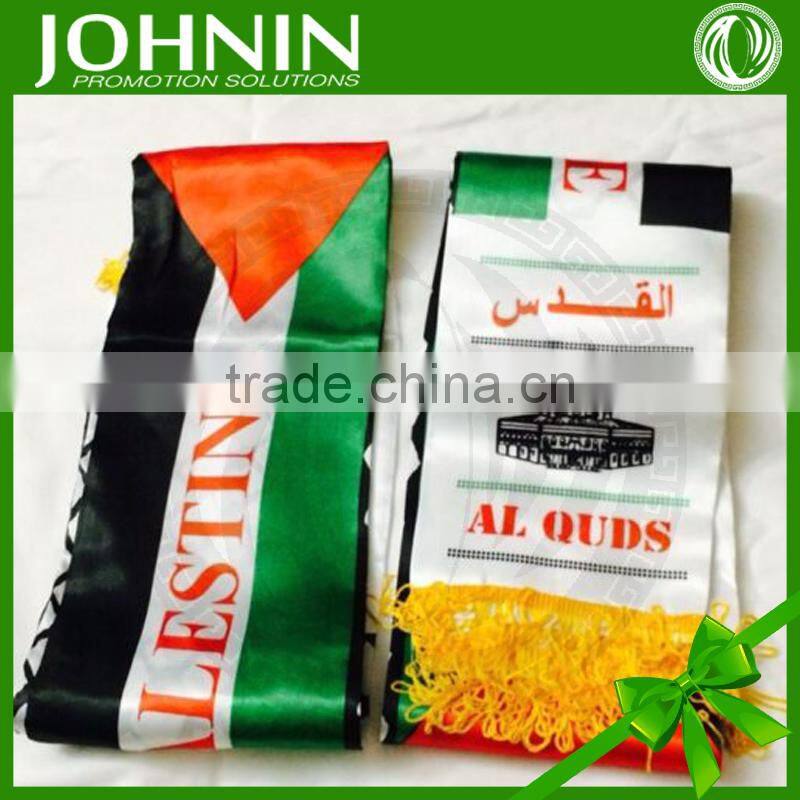 Custom Polyester printing promotional 2018 Russian cup satin fan scarf