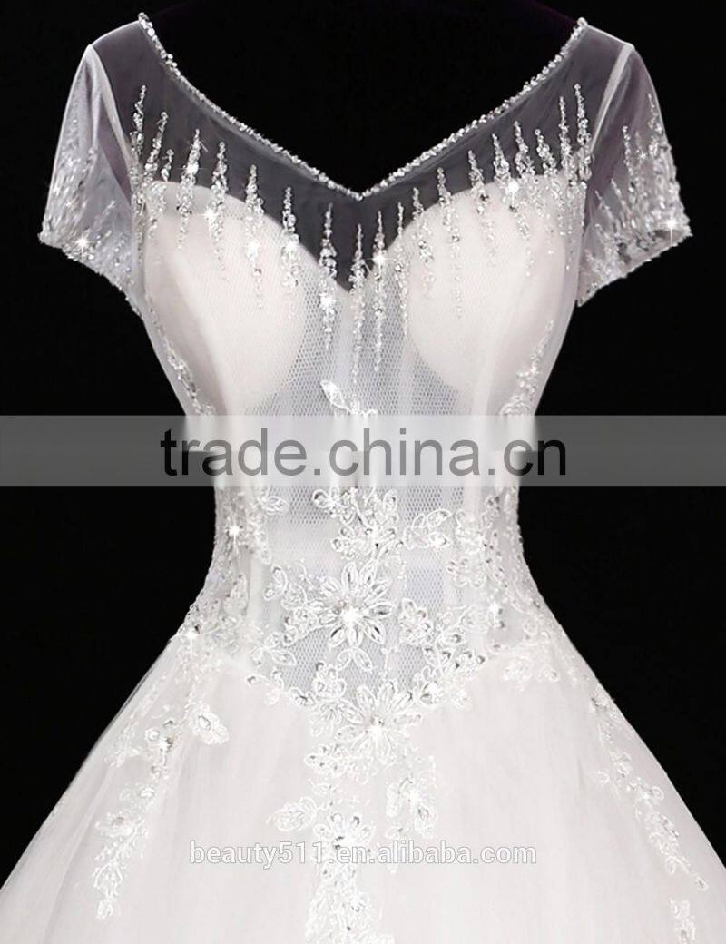 2017 Sexy Shoulder belt lace mermaid color wedding dress bridal for bride Scoop neckline bridal dress F10601