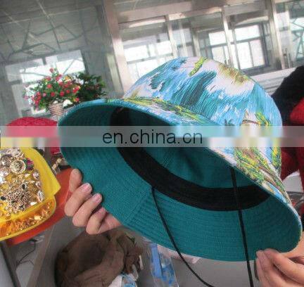 Custom Leather Strap Bucket Hat Denim Fabric