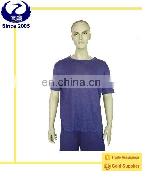 Men's summer anti-odor hemp and silk polo-shirt