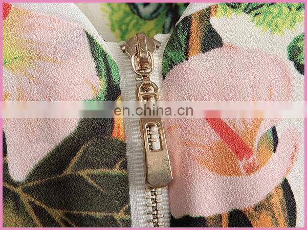 floral printed chiffon girl's jacket flower baseball top jacket