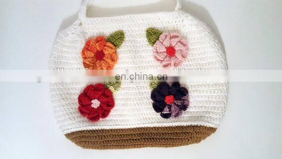 White Flower Handbag, Crochet Handbag, Handmade Colorful Handbag