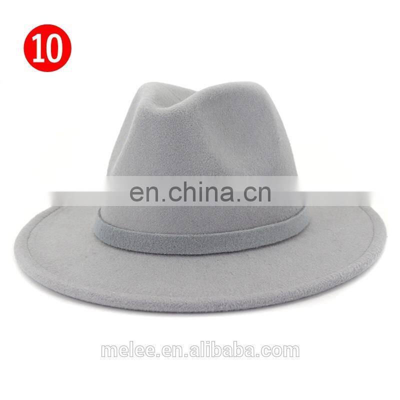 Cheap Flat Brim Colorful Panama Wide Fedora Hat for Women Men 100% Wool Felt Fedora Jazz Wide Brim Hat