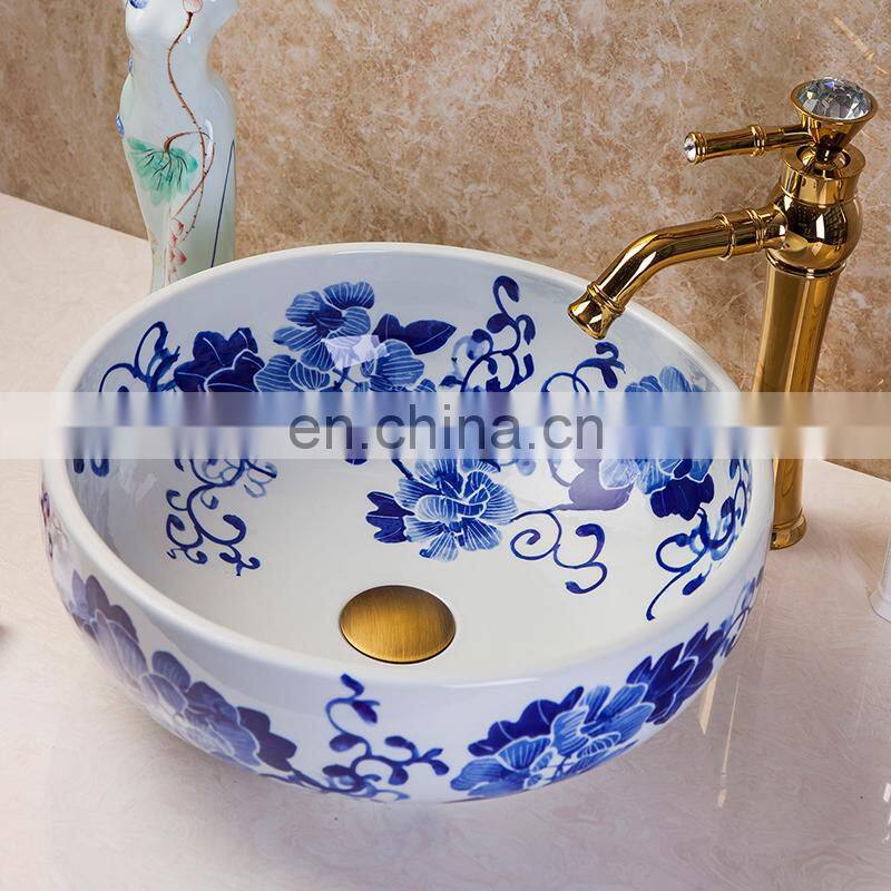 Chinese Antique Style glazed Ceramic Blue And White Porcelain Wash Basin
