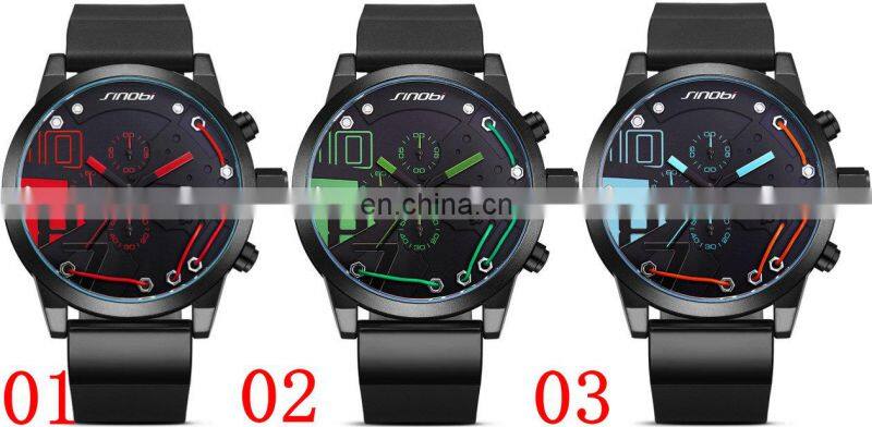 SINOBI 9728 Men's Fashion&Casual Watches Quartz Movement Silicone Band Sport For Men Watch