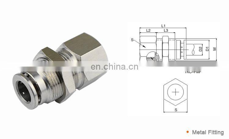 PMF bulkhead metal pneumatic fitting joint hose connector female thread pt npbt 1/8 1/4 3/4