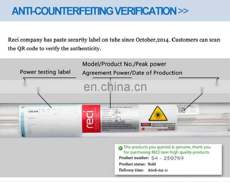 Factory CO2 RECI 130w Laser Tube for Sale Spare Parts Manufacturing Plant Field Maintenance and Repair Service Restaurant Hotels