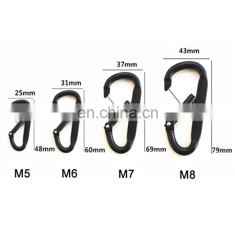 JINGHONG New Design Aluminum Alloy Black Small Mountaineering Buckle Snap Hook