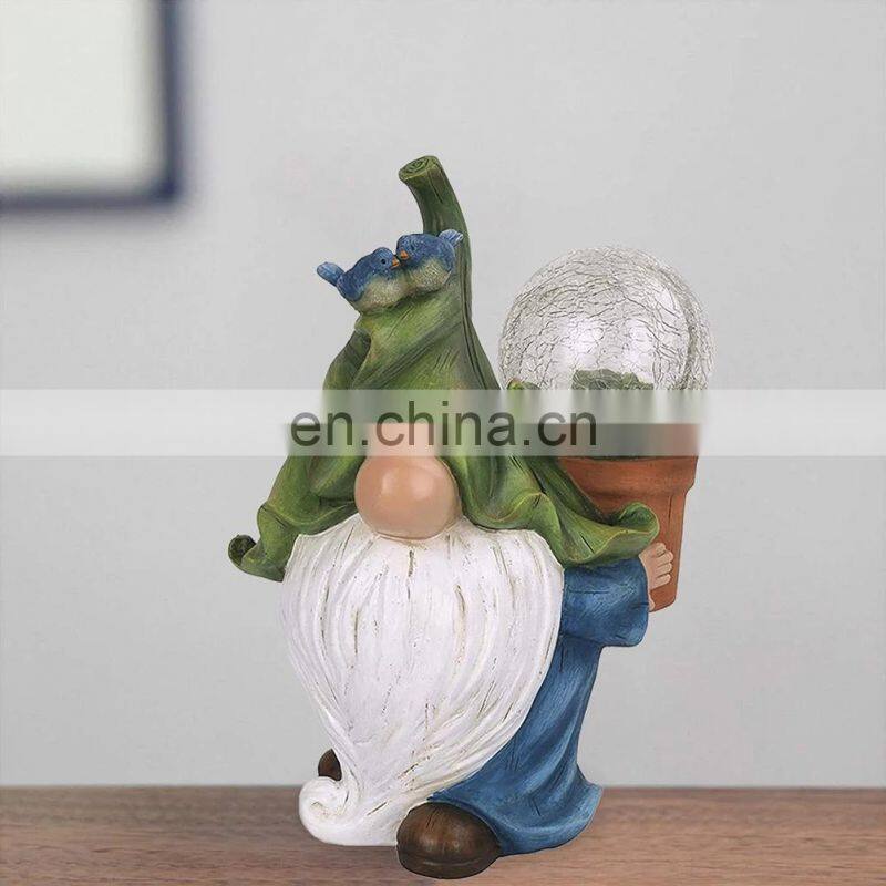 Garden Figurine Dwarf Statue Solar Powered Light Gnome Ornament Resin Waterproof Figurine Outdoor Yard Lawn Decoration